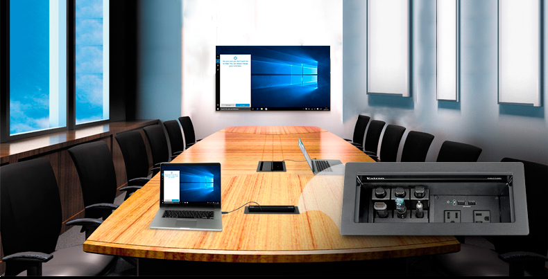 Como colocar conexiones Hdmi vga y de red a una mesa de juntas?