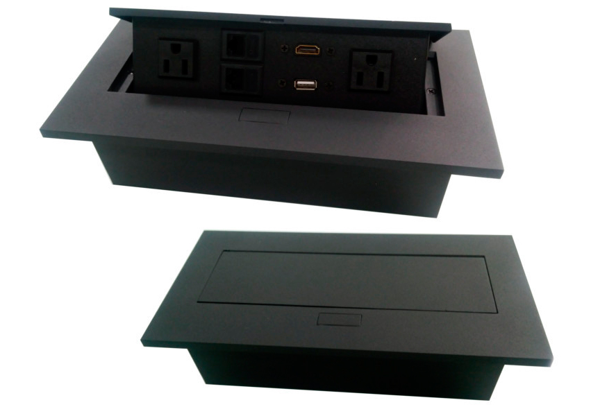 Grommet para conexion de dispositivos HDMI, vga, rca, audio, video para mesa de juntas