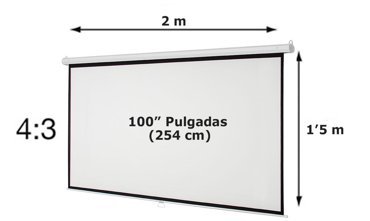 Pantalla con formato 4:3 de 100 pulgadas