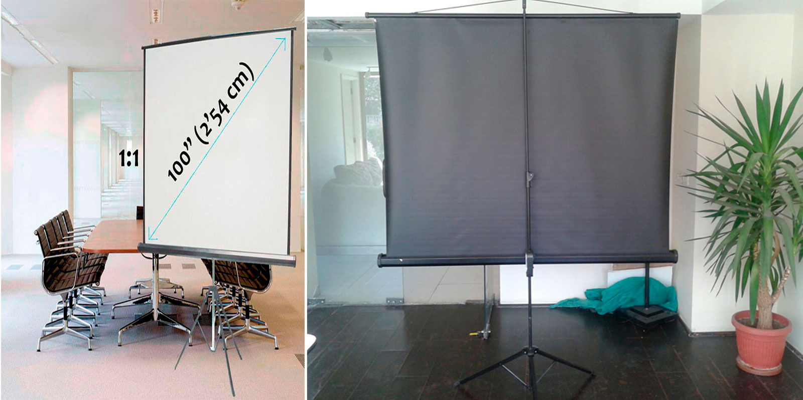 Pantalla trípode para video beam de 100 Pulgadas, la mejor opcion para lugares con poco espacio?