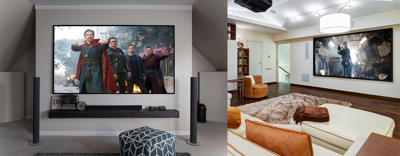 pantalla con marco fijo de lujo para proyector