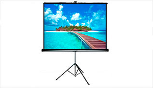 Telón portatil tipo tripode de 180 x 180 cm