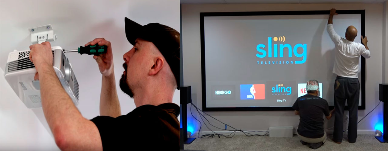 Telon con base tripode para video beam