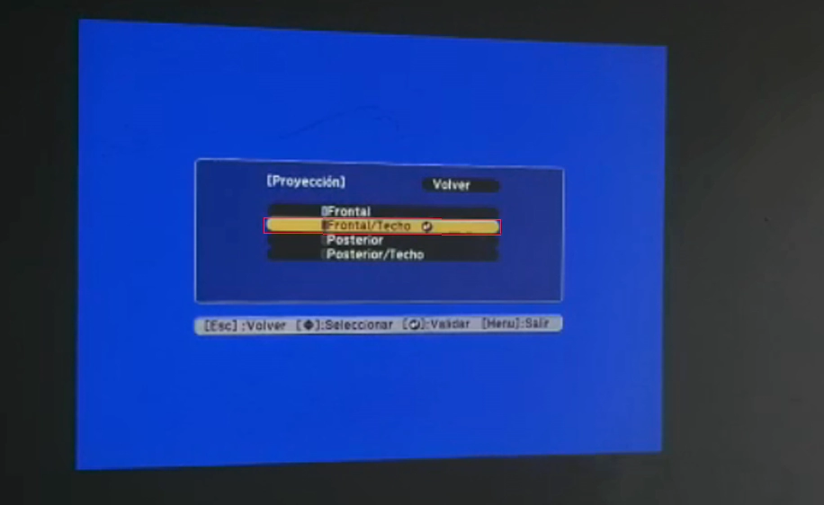 cambiar modo de proyeccion en video beam epson